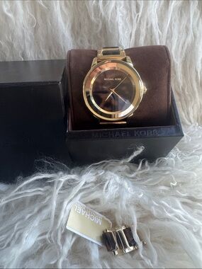 Michael Kors Gold and Brown Women's Bracelet Watch - tortoise shell